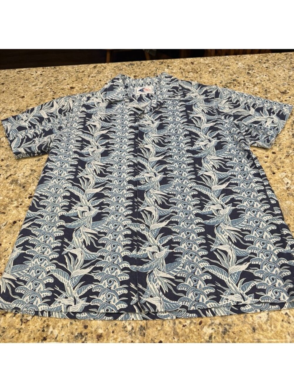 Vintage Shirt Mens Nui Nalu Size M Blue Flower Hawaiian Aloha MADE IN HAWAII
